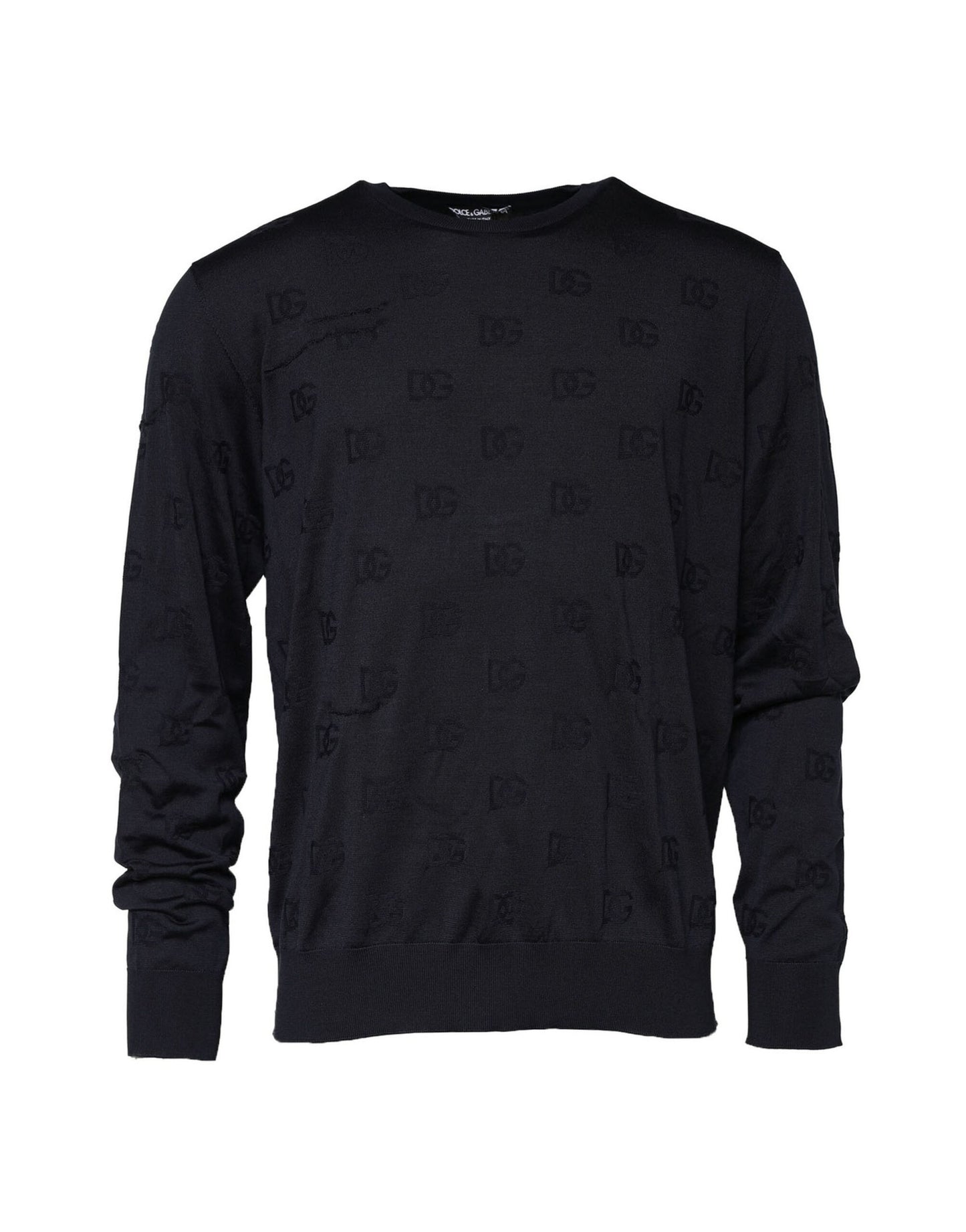 Dolce &amp; Gabbana – Schwarzes Sweatshirt aus Seide mit Rundhalsausschnitt