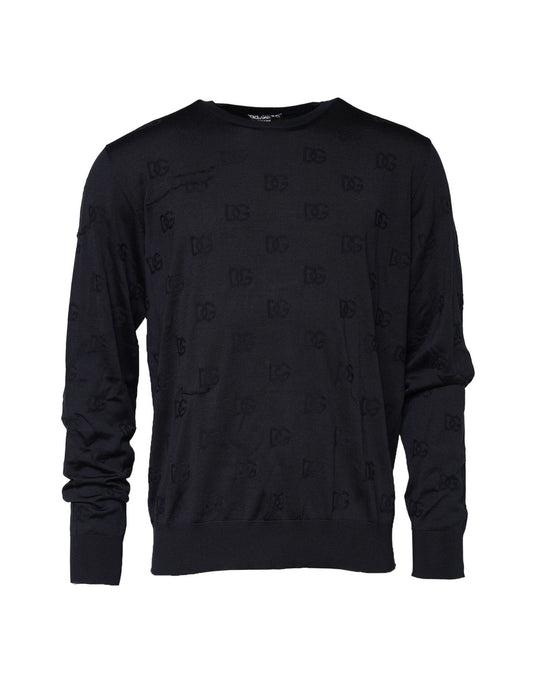 Dolce &amp; Gabbana – Schwarzes Sweatshirt aus Seide mit Rundhalsausschnitt