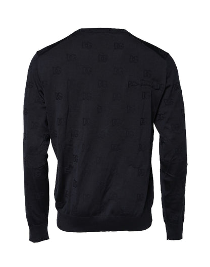 Dolce &amp; Gabbana – Schwarzes Sweatshirt aus Seide mit Rundhalsausschnitt