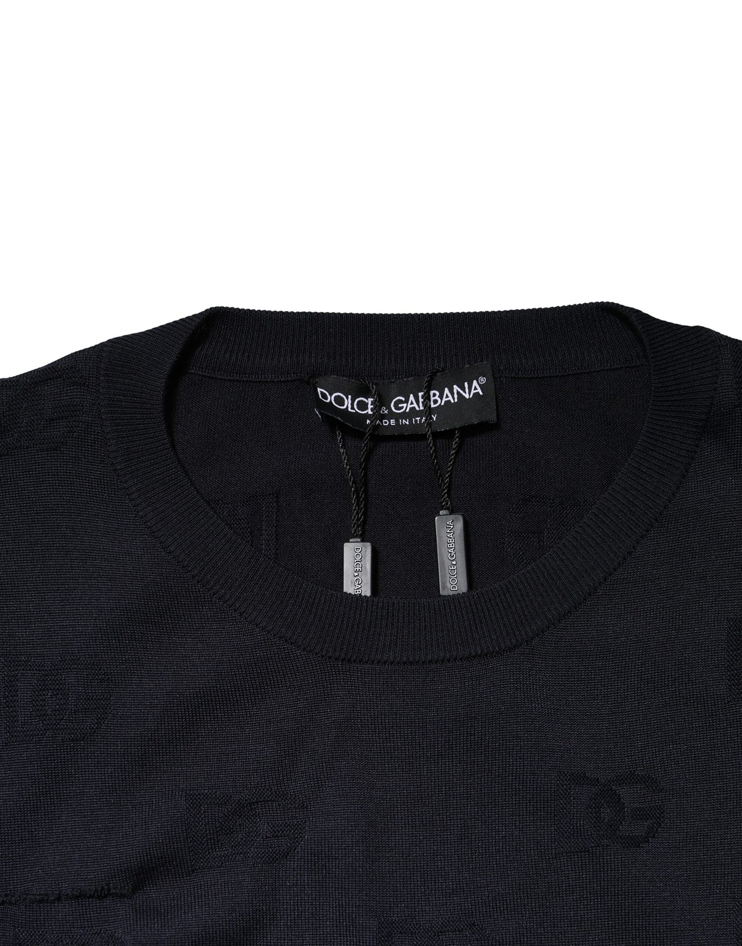 Dolce &amp; Gabbana – Schwarzes Sweatshirt aus Seide mit Rundhalsausschnitt