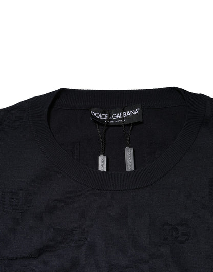 Dolce &amp; Gabbana – Schwarzes Sweatshirt aus Seide mit Rundhalsausschnitt