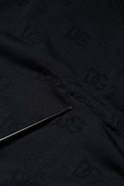 Dolce &amp; Gabbana – Schwarzes Sweatshirt aus Seide mit Rundhalsausschnitt