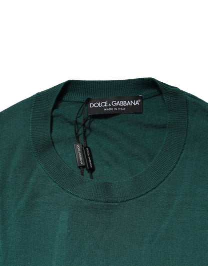 Dolce &amp; Gabbana Grüner Kaschmir-Sweatshirtpullover mit Rundhalsausschnitt