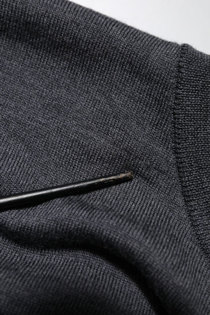 Dolce &amp; Gabbana Dunkelgrauer Woll-Sweatshirtpullover mit Rundhalsausschnitt