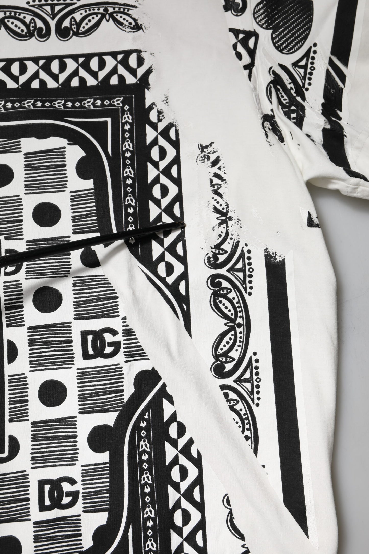 Dolce &amp; Gabbana Weißes Bandana-T-Shirt aus Baumwolle für Herren mit Rundhalsausschnitt