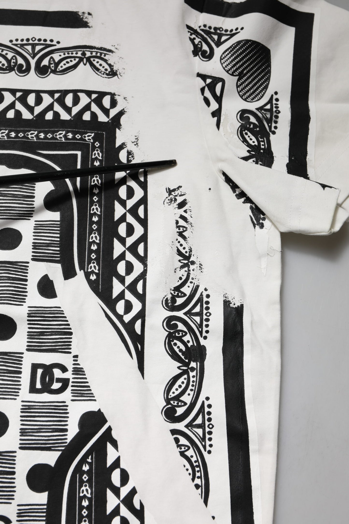 Dolce &amp; Gabbana Weißes Bandana-T-Shirt aus Baumwolle für Herren mit Rundhalsausschnitt