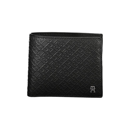 Tommy Hilfiger – Elegante schwarze Lederbrieftasche mit mehreren Fächern