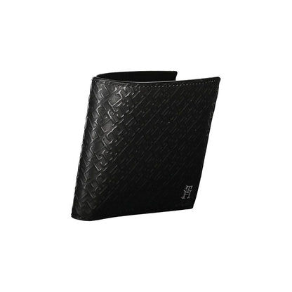 Tommy Hilfiger – Elegante schwarze Lederbrieftasche mit mehreren Fächern
