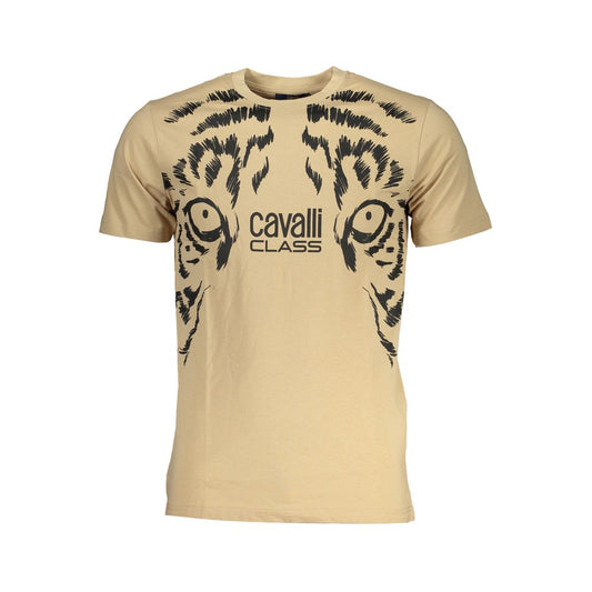 Cavalli Class – Beiges Baumwoll-T-Shirt