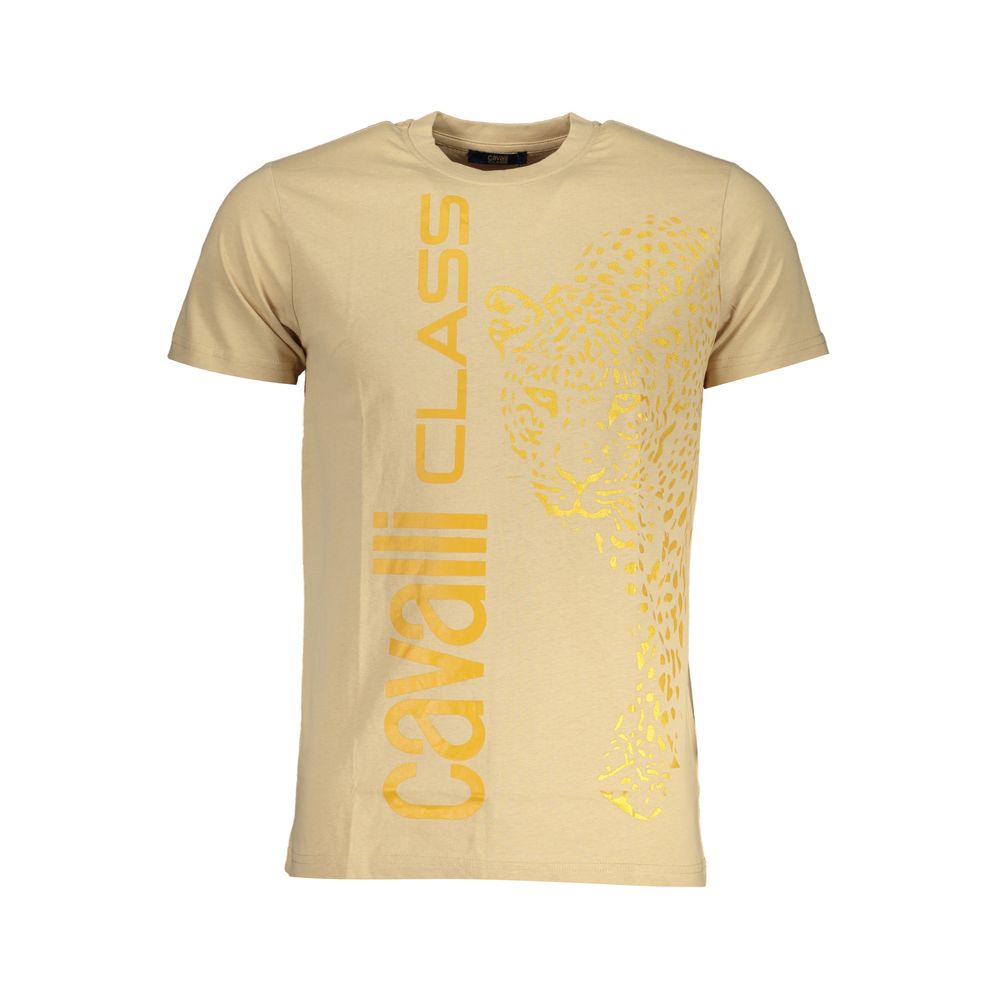 Cavalli Class – Beiges Baumwoll-T-Shirt