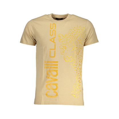 Cavalli Class – Beiges Baumwoll-T-Shirt