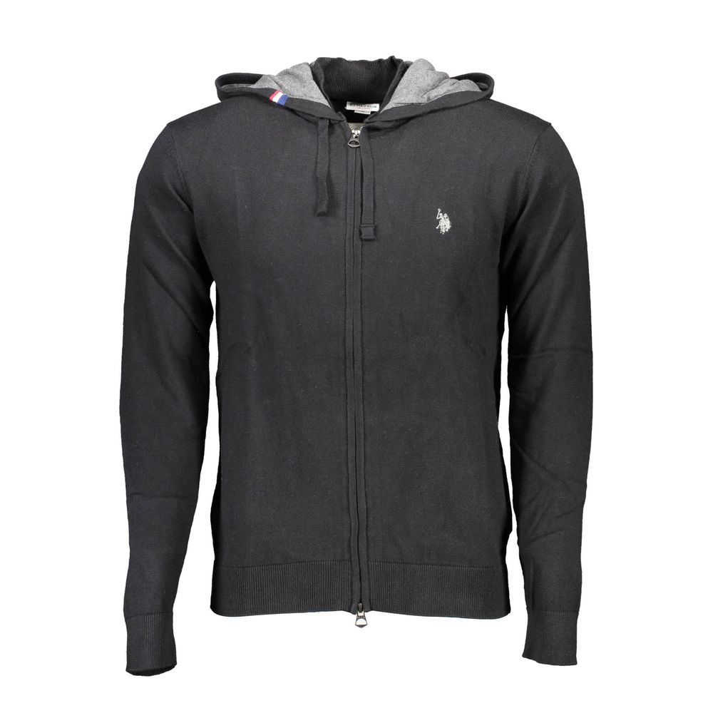 US POLO ASSN. Schwarze Herren-Strickjacke aus Baumwolle