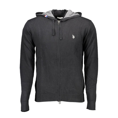 US POLO ASSN. Schwarze Herren-Strickjacke aus Baumwolle