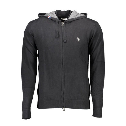 US POLO ASSN. Schwarze Herren-Strickjacke aus Baumwolle