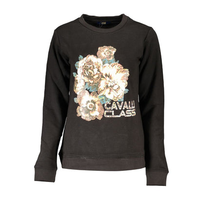 Cavalli Class Schwarzer Baumwollpullover für Damen