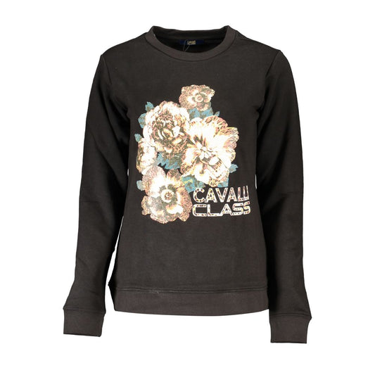 Cavalli Class Schwarzer Baumwollpullover für Damen