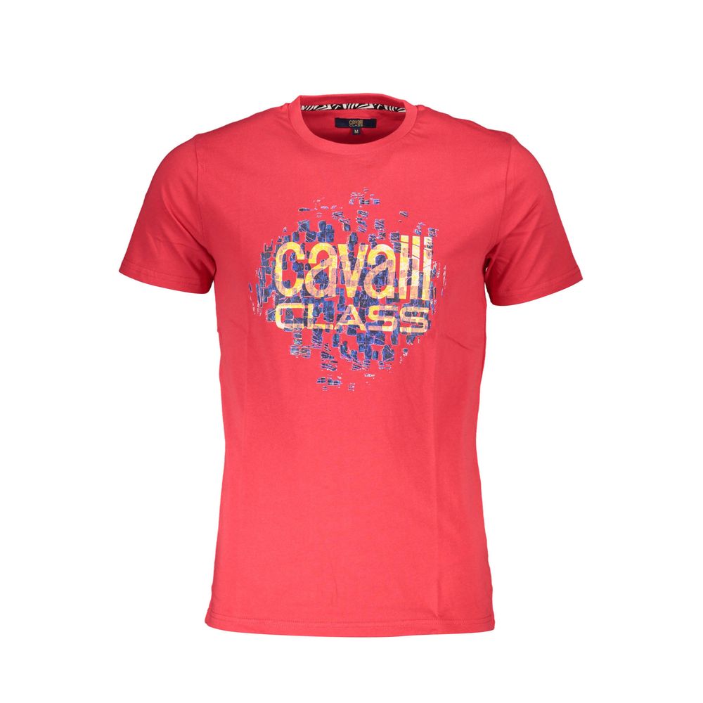Cavalli Class Rotes Herren-T-Shirt aus Baumwolle