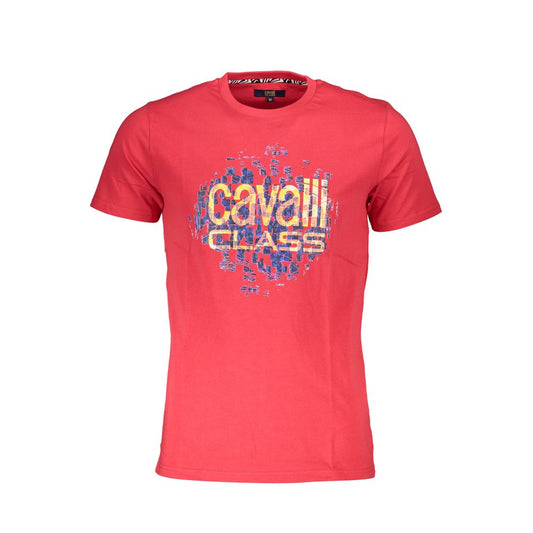 Cavalli Class Rotes Herren-T-Shirt aus Baumwolle