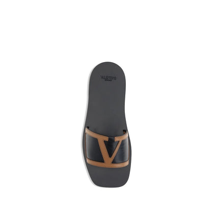 Valentino Garavani Schwarze Kalbsleder-Sandalen Modell Bos Taurus