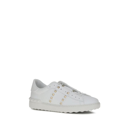 Valentino Garavani Weiße Kalbsleder-Sneaker Bos Taurus mit niedrigem Schaft