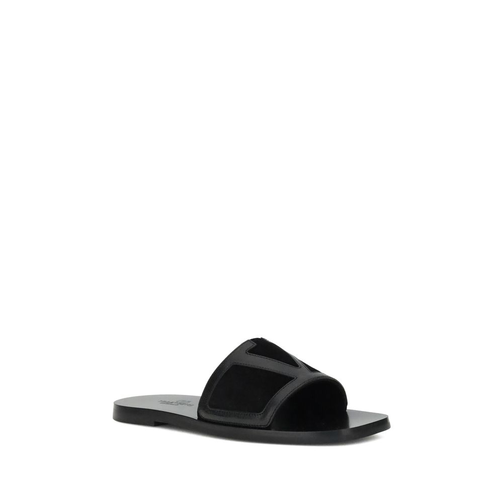 Valentino Garavani Schwarze Kalbsleder-Sandalen Modell Bos Taurus