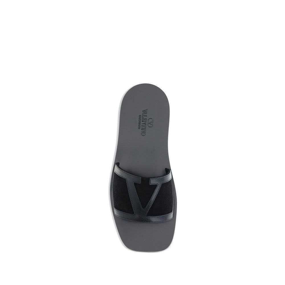 Valentino Garavani Schwarze Kalbsleder-Sandalen Modell Bos Taurus