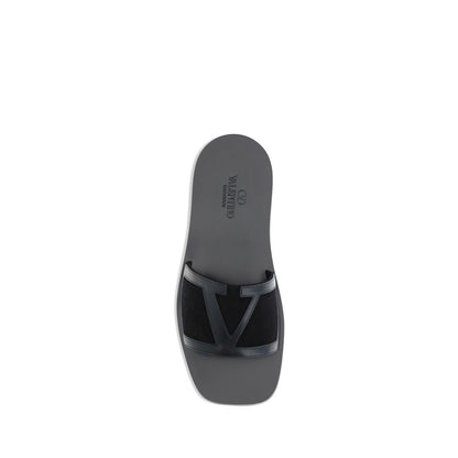 Valentino Garavani Schwarze Kalbsleder-Sandalen Modell Bos Taurus