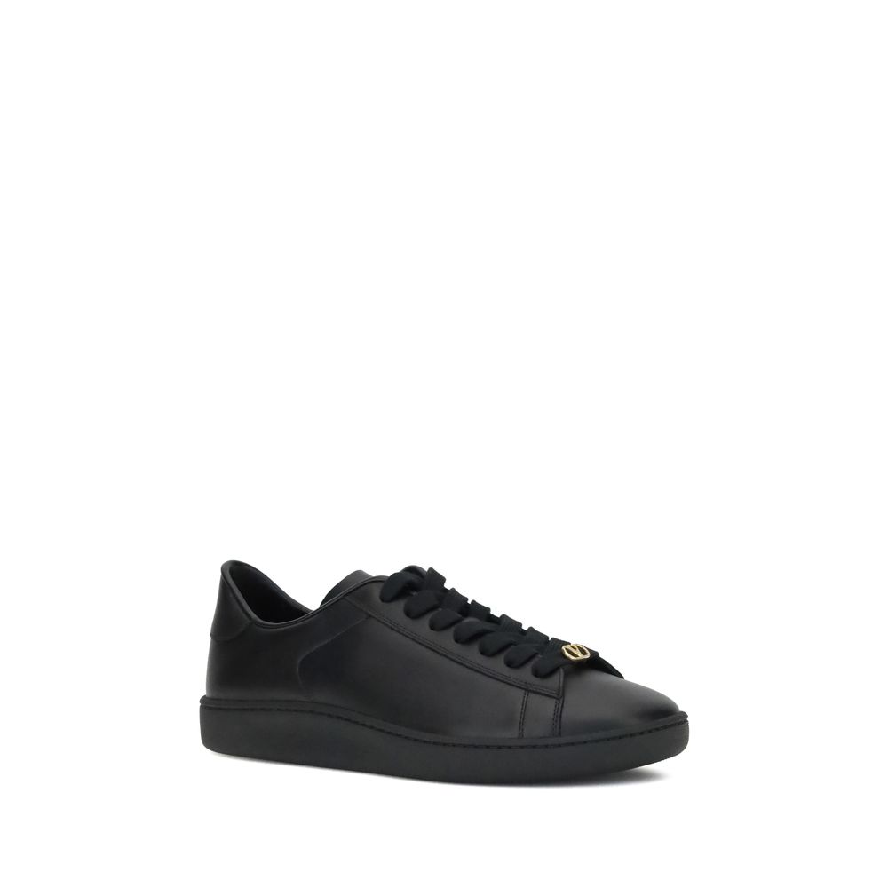 Valentino Garavani Schwarze Kalbsleder-Sneaker Bos Taurus mit niedrigem Schaft