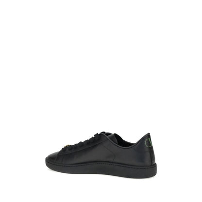 Valentino Garavani Schwarze Kalbsleder-Sneaker Bos Taurus mit niedrigem Schaft