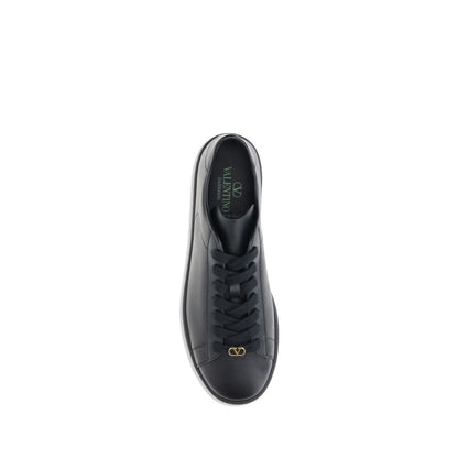 Valentino Garavani Schwarze Kalbsleder-Sneaker Bos Taurus mit niedrigem Schaft
