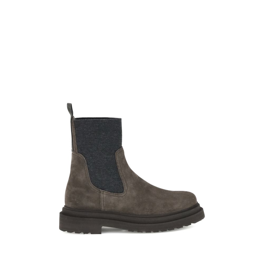 Brunello Cucinelli Braune Kalbsleder-Stiefeletten Modell Bos Taurus