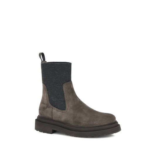 Brunello Cucinelli Braune Kalbsleder-Stiefeletten Modell Bos Taurus