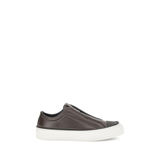 Brunello Cucinelli Schwarze Gummi-Sneaker mit niedrigem Schaft