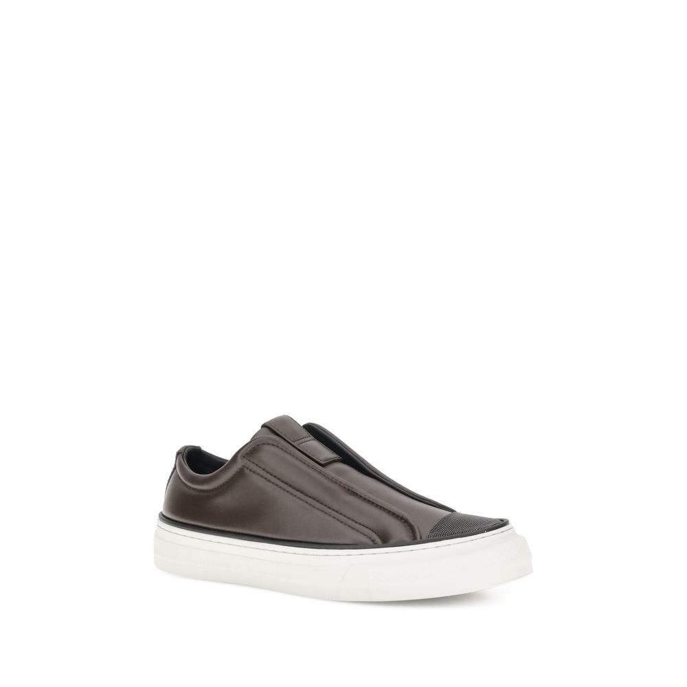 Brunello Cucinelli Schwarze Gummi-Sneaker mit niedrigem Schaft