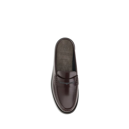 Brunello Cucinelli braune Kalbsleder-Slipper aus Bos Taurus Leder
