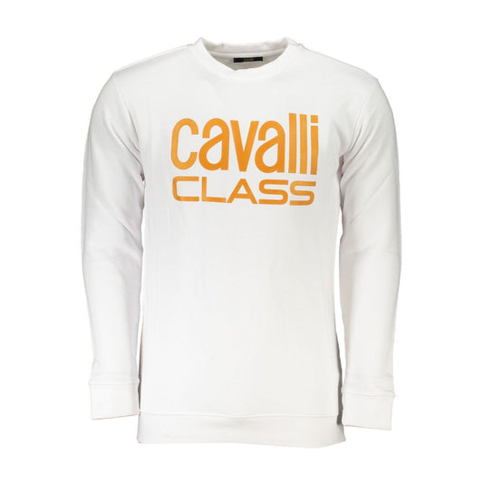 Cavalli Class Weißer Baumwollpullover für Herren