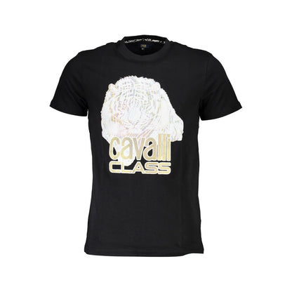 Cavalli Class Schwarzes Herren-T-Shirt aus Baumwolle