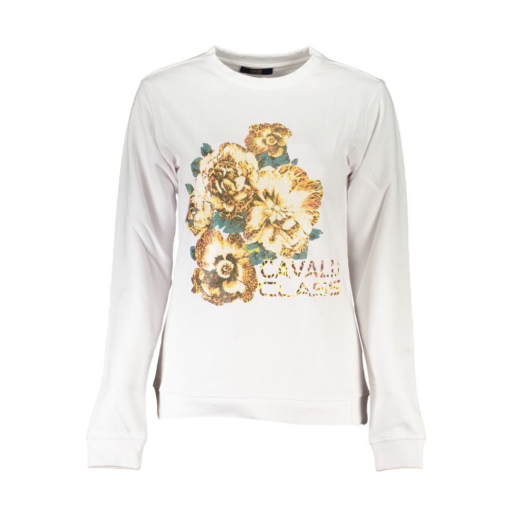 Cavalli Class Weißer Baumwollpullover für Damen