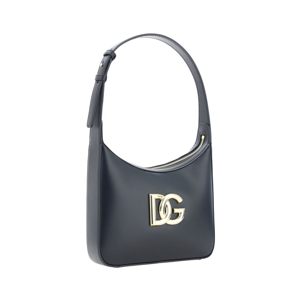 Dolce &amp; Gabbana Schultertasche aus schwarzem Kalbsleder (Bos Taurus)