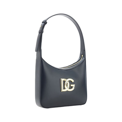 Dolce &amp; Gabbana Schultertasche aus schwarzem Kalbsleder (Bos Taurus)