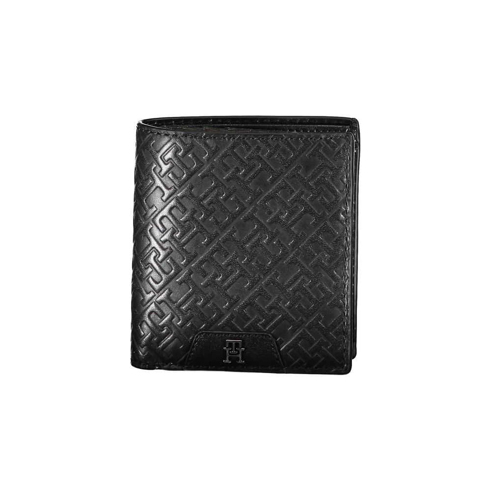 Tommy Hilfiger – Elegante schwarze Lederbrieftasche mit zwei Fächern