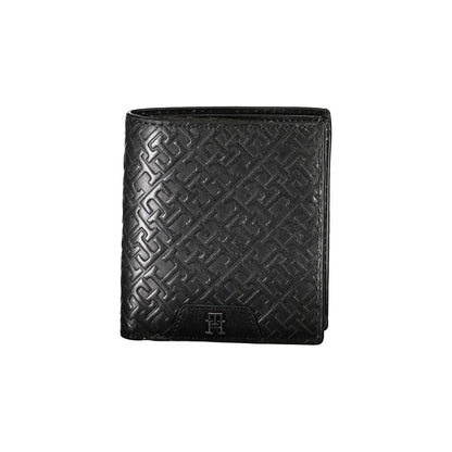 Tommy Hilfiger – Elegante schwarze Lederbrieftasche mit zwei Fächern