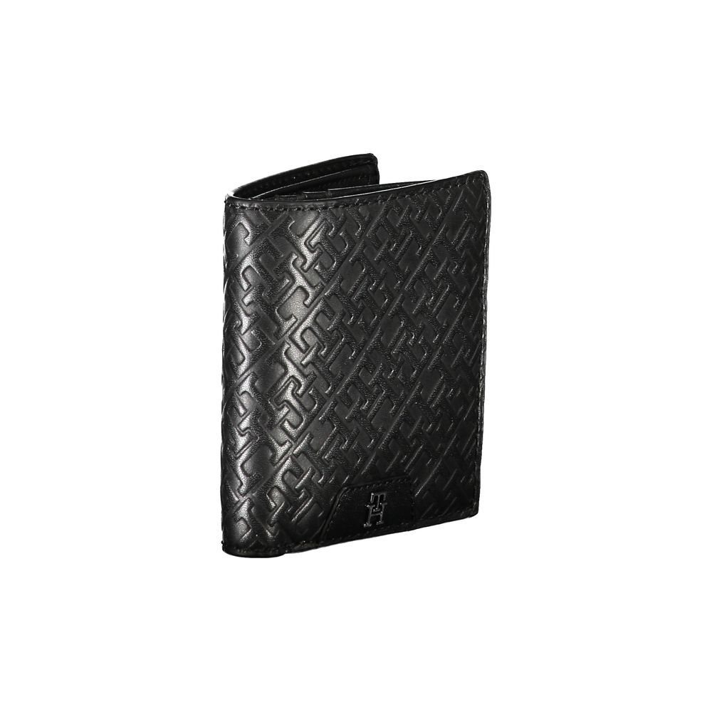 Tommy Hilfiger – Elegante schwarze Lederbrieftasche mit zwei Fächern