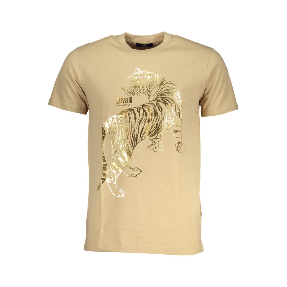 Cavalli Class – Beiges Baumwoll-T-Shirt