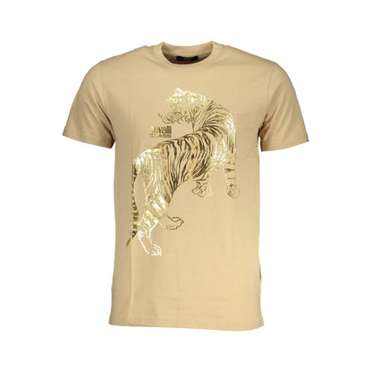 Cavalli Class – Beiges Baumwoll-T-Shirt
