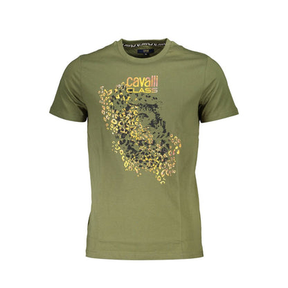 Cavalli Class Grünes Herren-T-Shirt aus Baumwolle
