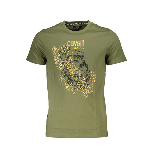 Cavalli Class Grünes Herren-T-Shirt aus Baumwolle