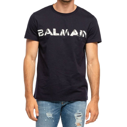 Blaues Baumwoll-T-Shirt von Balmain