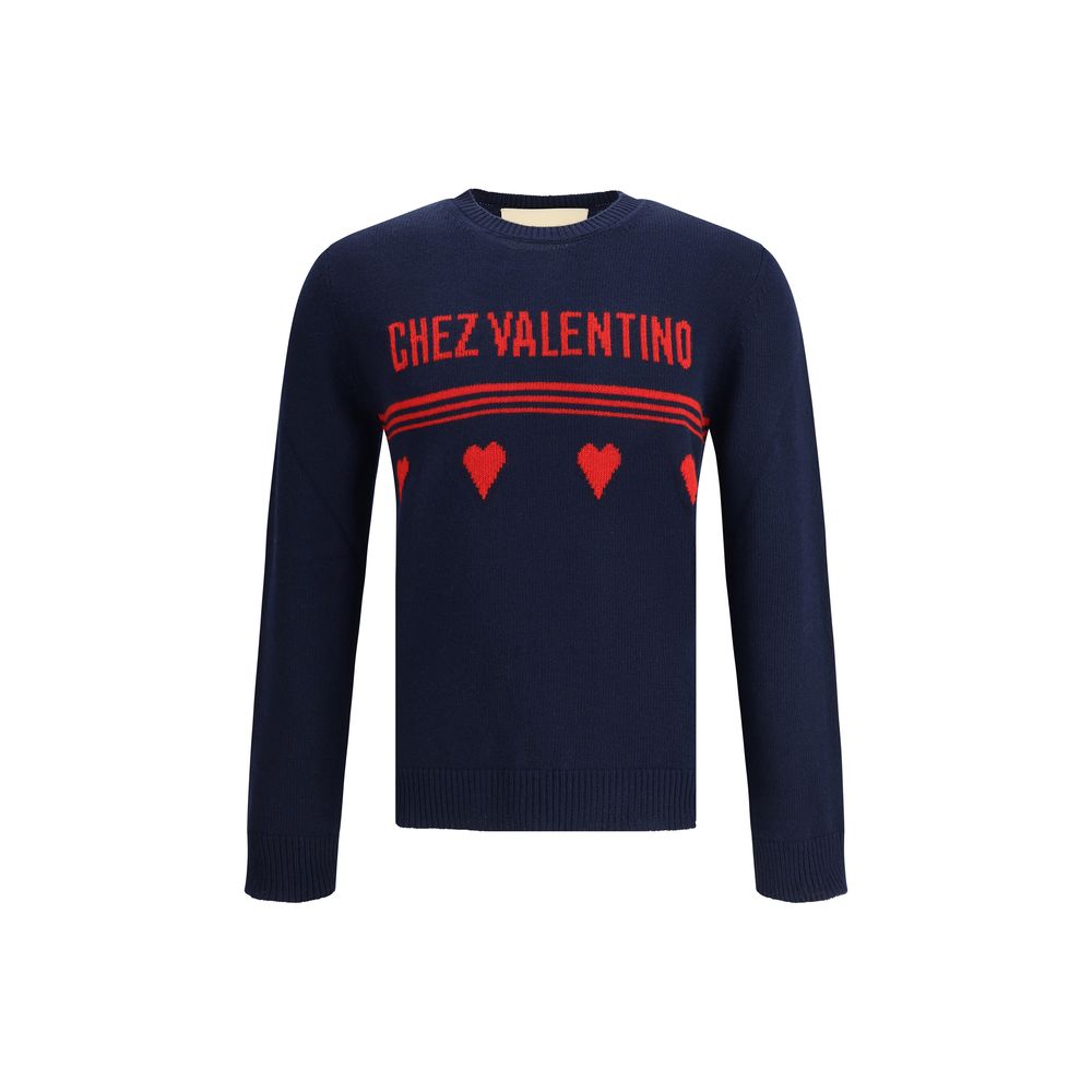 Valentino Blaues Fleece-Woll-Sweatshirt