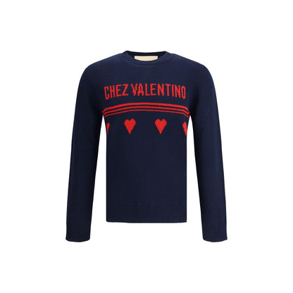 Valentino Blaues Fleece-Woll-Sweatshirt